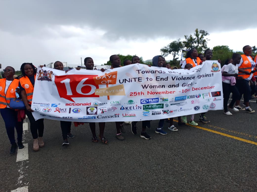 Homa Bay gender activists when they launched the 16 days of gender activism at Kisui in Suba North constituency,Homa Bay county Homa-Bay-gender-activists-when-they-launched-the-16-days-of-gender-activism-at-Kisui-in-Suba-North-constituencyHoma-Bay-county